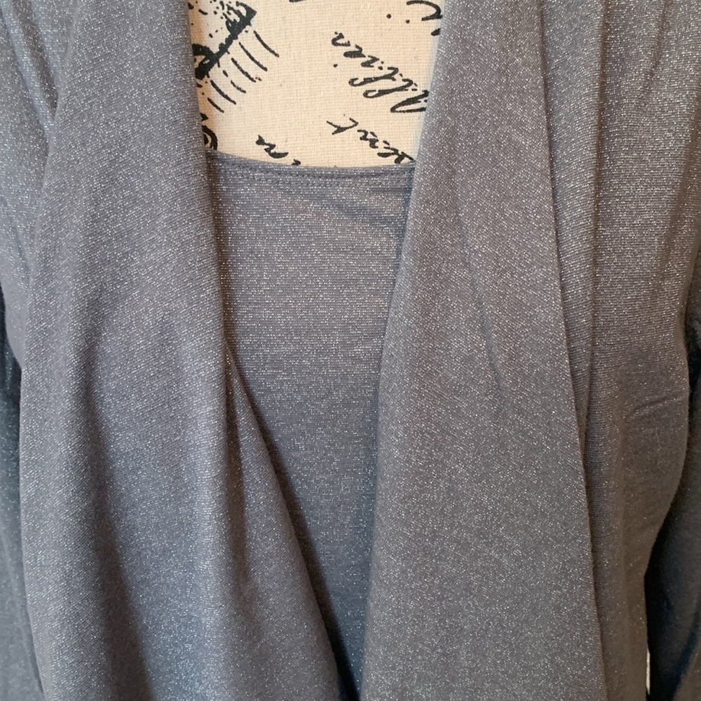 Women’s Charter Club 2 piece cardigan and tank set. Gray. Size petite medium. - Picture 2 of 8